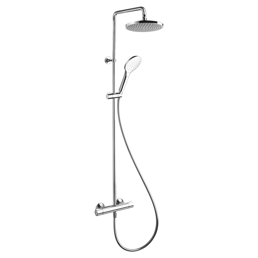 Système de douche Procasa
avec mélangeur de douche
thermostat, AD 135-165 mm
protection anti-brûlures
douche de tête ABS D 250 mm
débit de l'eau 9 l/min
bras de douche S 400 mm
pivotant, douche à main 1 jet
système anticalcaire
tuyau de douche 150 cm
planeur mobile, le tuyau
d'élévation peut être
raccourci en bas