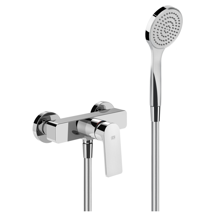 Mélangeur de douche Procasa Cinque 
E 153 mm, raccords d’arrêt 1/2" x 1/2"
tuyau de douche 150 cm
douche à main
groupe acoustique&nbsp;I
Classe d’énergie A